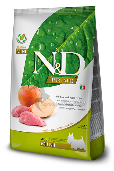 Farmina N&D dog PRIME (GF) adult mini, boar & apple 0,8 - 2,5 - 7 kg